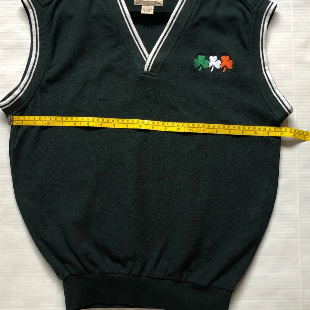 Dunbrooke Vintage Cotton Golf Vest Irish Shamrock Applique Size S